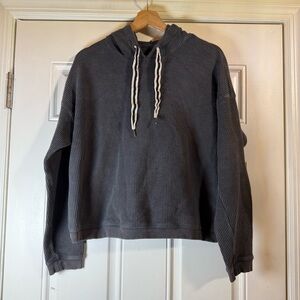 Aerie Pullover Hoodie Sweatshirt Womens Medium Gray Drawstring V Neck Size M